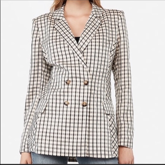 EXPRESS X Negin Mirsalehi plaid boyfriend Blazer - Picture 11 of 16
